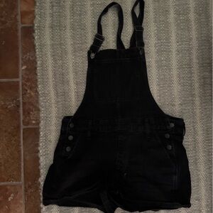 Madewell, black denim short overalls